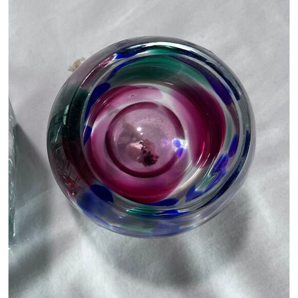 Adam Jablonski Art Glass Oil Burner Hand Blown Swirl Purple Green Poland Decor - Picture 4 of 4